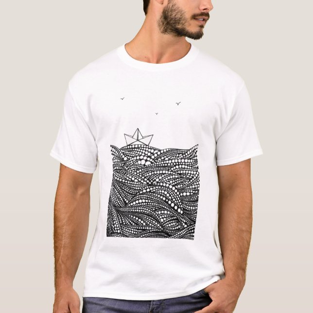 Drawn Paper boat  T-Shirt (Front)