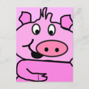 Drawn Pig face Postcard