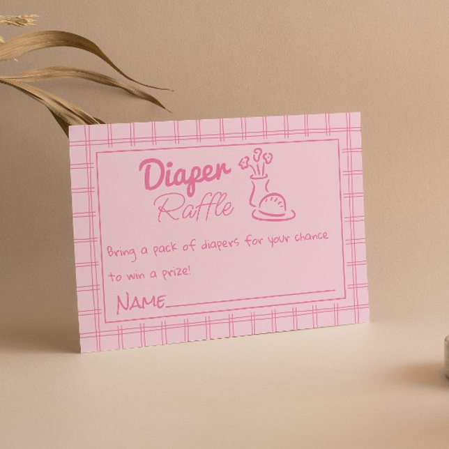 Drawn Pink Bun In The Oven Baby Girl Diaper Raffle Enclosure Card (Creator Uploaded)