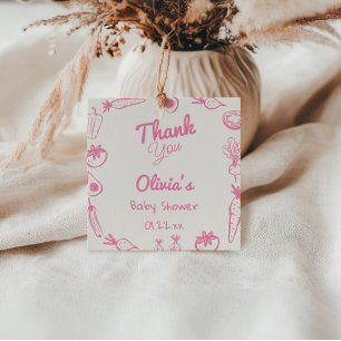Drawn Pink Locally Grown Girly Baby Girl Shower Favour Tags