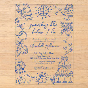 Drawn Something Blue Before I Do Bridal Shower Acrylic Invitations