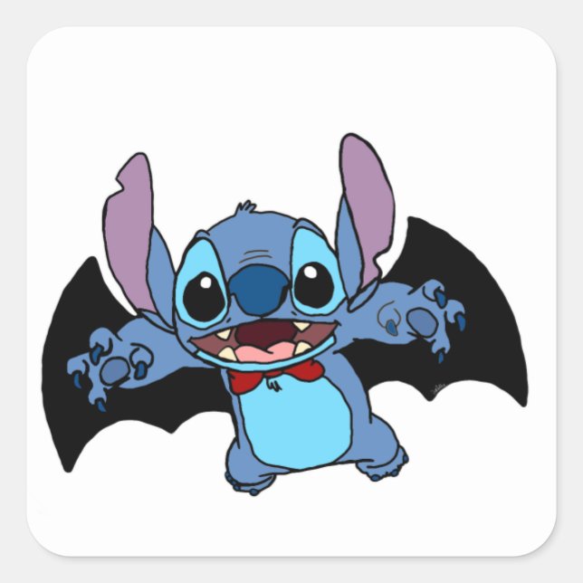 Drawn stitch with wings  square sticker (Front)