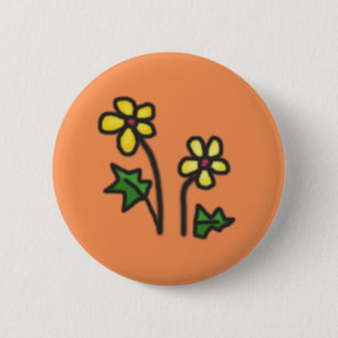 Drawn Sweet Flowers Custom Colour 6 Cm Round Badge
