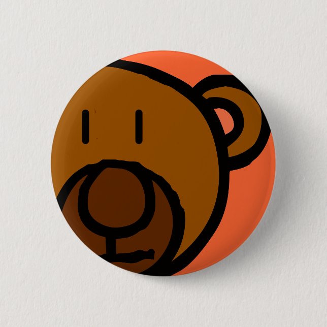 Drawn Teddy Bear Face 6 Cm Round Badge (Front)
