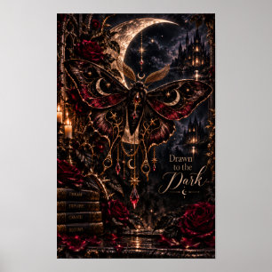 Drawn to the Dark Gothic Celestial Moth Notebook Poster