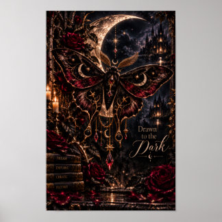 Drawn to the Dark | Gothic Celestial Moth Notebook Poster