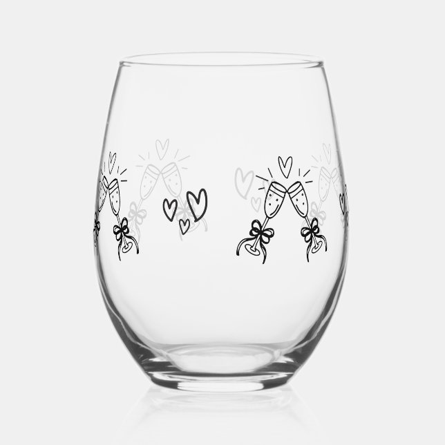 Drawn Together Cheers Wedding Stemless Wine Glass (Front)