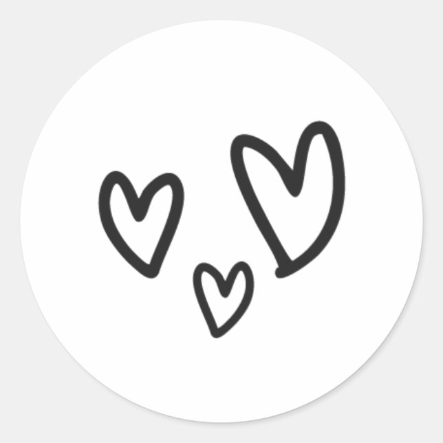 Drawn Together Hearts Wedding Classic Round Sticker (Front)