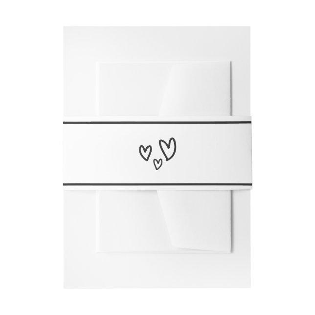 Drawn Together Hearts Wedding Invitation Belly Band (Front Example)