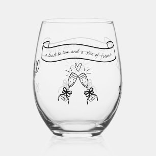 Drawn Together Toast to Love Wedding Stemless Wine Glass