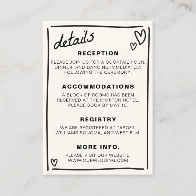 Drawn Together Wedding Enclosure Card (Front)