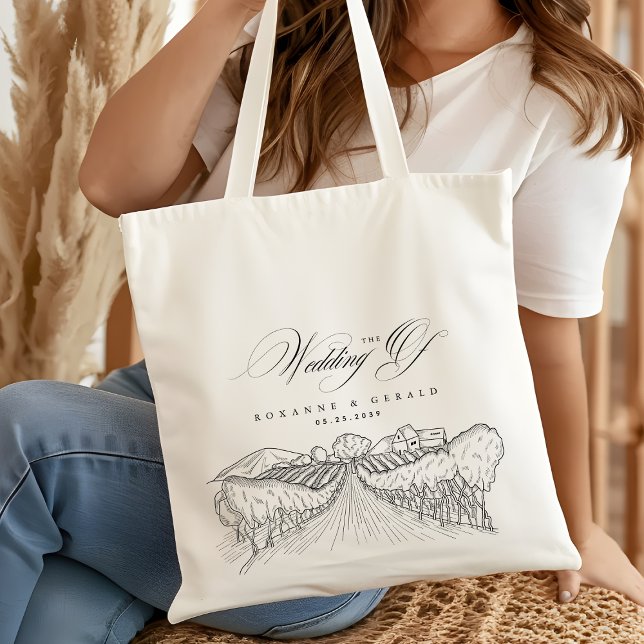Drawn Vineyard Winery Napa Valley Wedding Favour Tote Bag (Creator Uploaded)