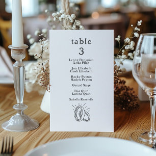 Drawn wedding rings Table Number seating chart