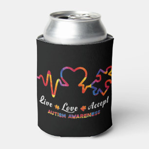 Drawstring closurelive, love, accept, autism, awar can cooler