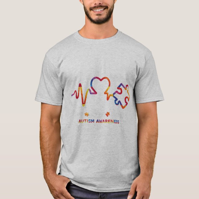 Drawstring closurelive, love, accept, autism, awar T-Shirt (Front)