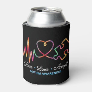 Drawstring closureLive Love Accept Autism Awarenes Can Cooler