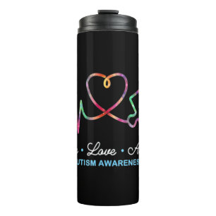 Drawstring closureLive Love Accept Autism Awarenes Thermal Tumbler