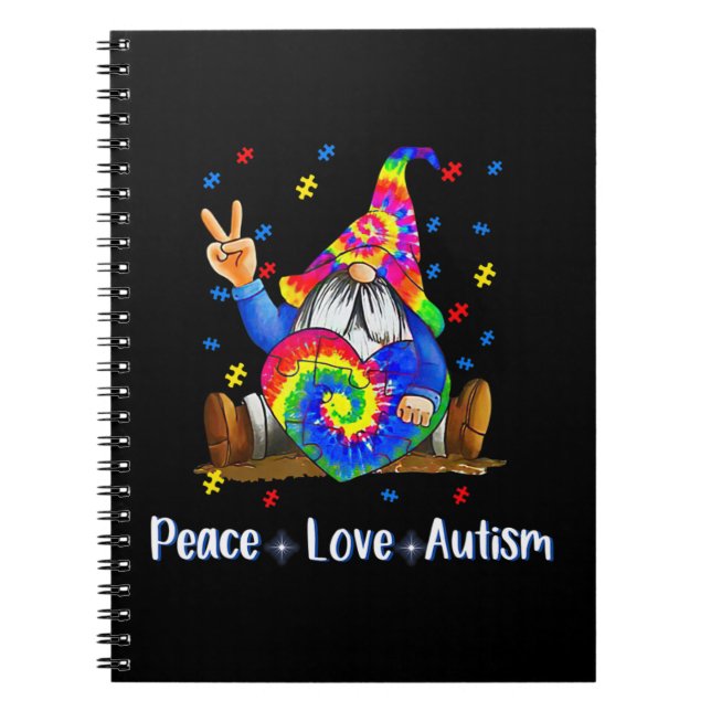 Drawstring closurePeace Love Autism Gnome Autism T Notebook (Front)