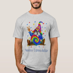 Drawstring closurePeace Love Autism Gnome Autism T T-Shirt