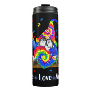 Drawstring closurePeace Love Autism Gnome Autism T Thermal Tumbler