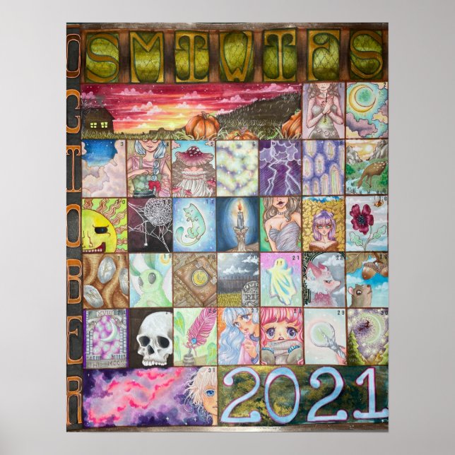 Drawtober 2021 calendar poster (Front)