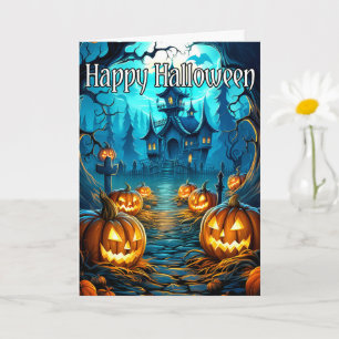 Dreadful Old Haunted House   Happy Halloween Card