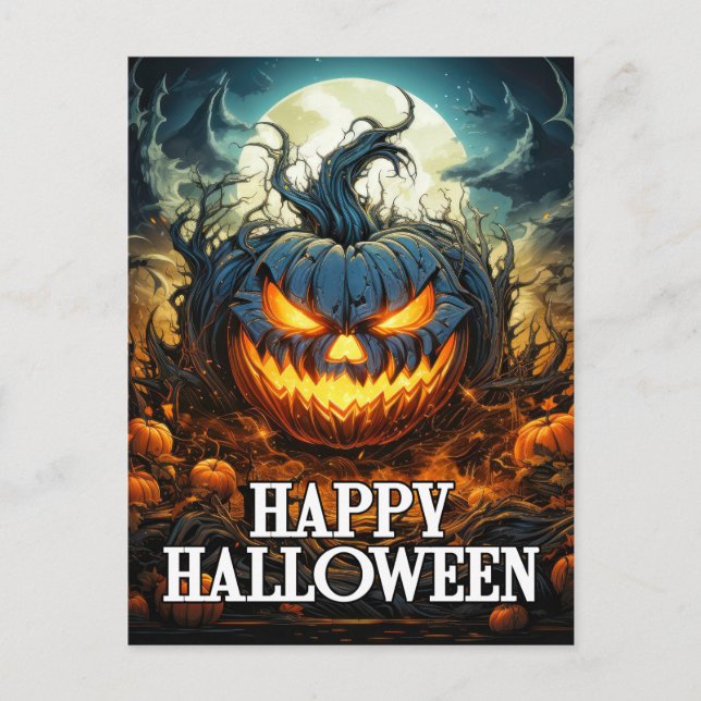 Dreadful Pumpkin After Dark | Happy Halloween Postcard (Front)