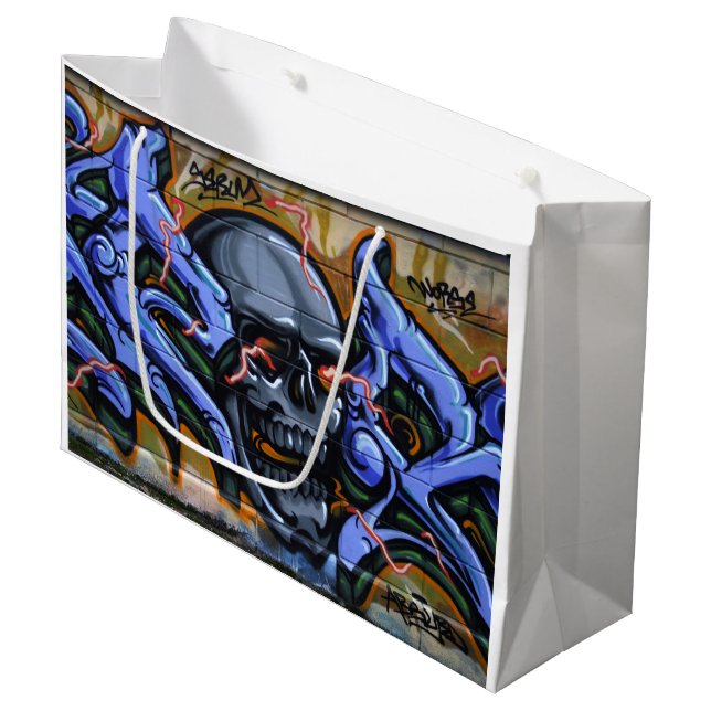 Dreadful Skull With Burning Eyes Large Gift Bag (Front Angled)