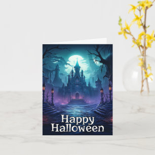 Dreadful Spooky Haunted House   Happy Halloween Card