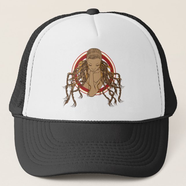 Dreadlock Girl Trucker Hat (Front)