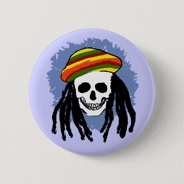 Dreadlock skull 6 cm round badge (Front)