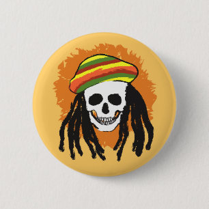 Dreadlock skull 6 cm round badge