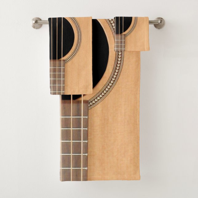 Dreadnought Acoustic 6 String Guitar Bath Towel Set (Insitu)