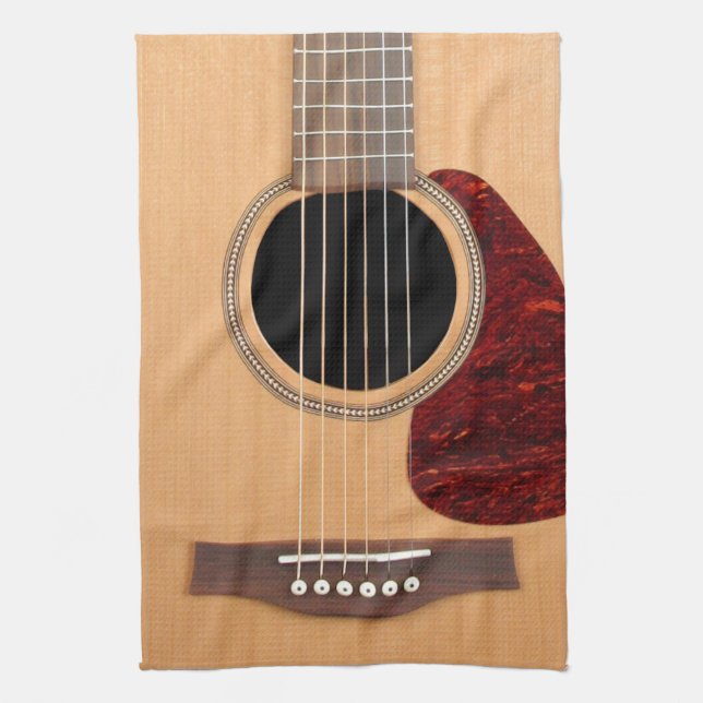 Dreadnought Acoustic 6 String Guitar Tea Towel (Vertical)
