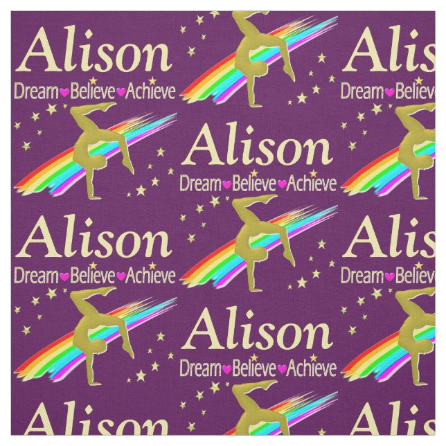 DREAM, ACHIEVE, BELIEVE CUSTOM GYMNASTICS FABRIC (Swatch)