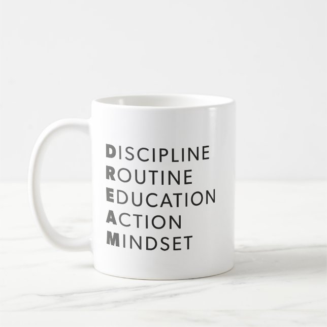 Dream Acronym - Grind, Gym, Hustle, Success, Motiv Coffee Mug (Left)