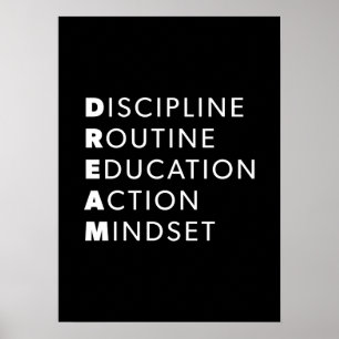 Dream Acronym - Grind, Gym, Hustle, Success, Motiv Poster