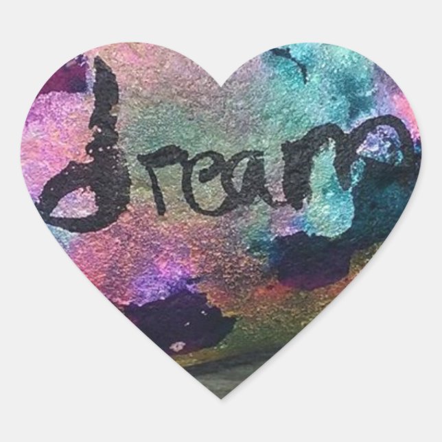 Dream Alcohol Inks painted by Angelandspot Heart Sticker (Front)