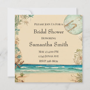 Dream Beach Theme Wedding Bridal Shower Invitation