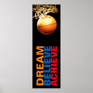 Dream Believe Achieve Basketball Stylish Door Poster