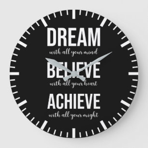 Dream Believe Achieve - Gym, Hustle, Success Large Clock