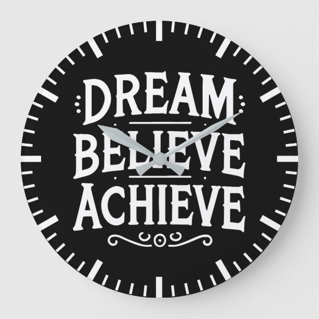 Dream Believe Achieve - Gym, Hustle, Success Large Clock (Front)
