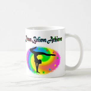 DREAM, BELIEVE, AND ACHIEVE GYMNAST DESIGN COFFEE MUG