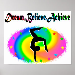 DREAM, BELIEVE AND ACHIEVE GYMNASTICS DREAMS POSTER