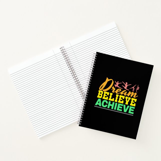 Dream Believe Quote - Women's Gymnastics  Notebook (Inside)