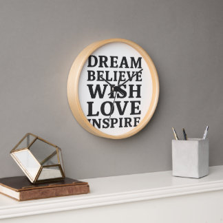 Dream Believe Wish Love Inspire Motivational Wall Clock