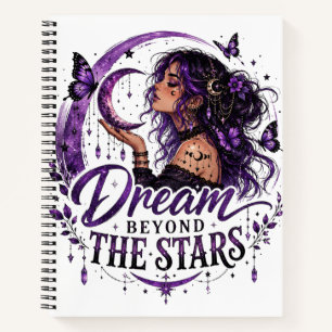 Dream Beyond the Stars Celestial Purple Wiccan Notebook