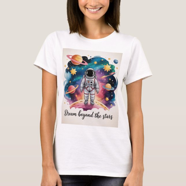 Dream Beyond the Stars – Standing AstronautT-Shirt T-Shirt (Front)