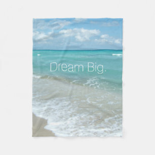 Dream Big Aqua Beach Ocean Scene Landscape Fleece Blanket