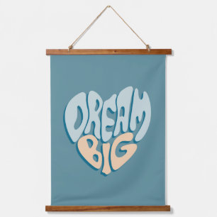 Dream Big: Blue Heart of Success Hanging Tapestry